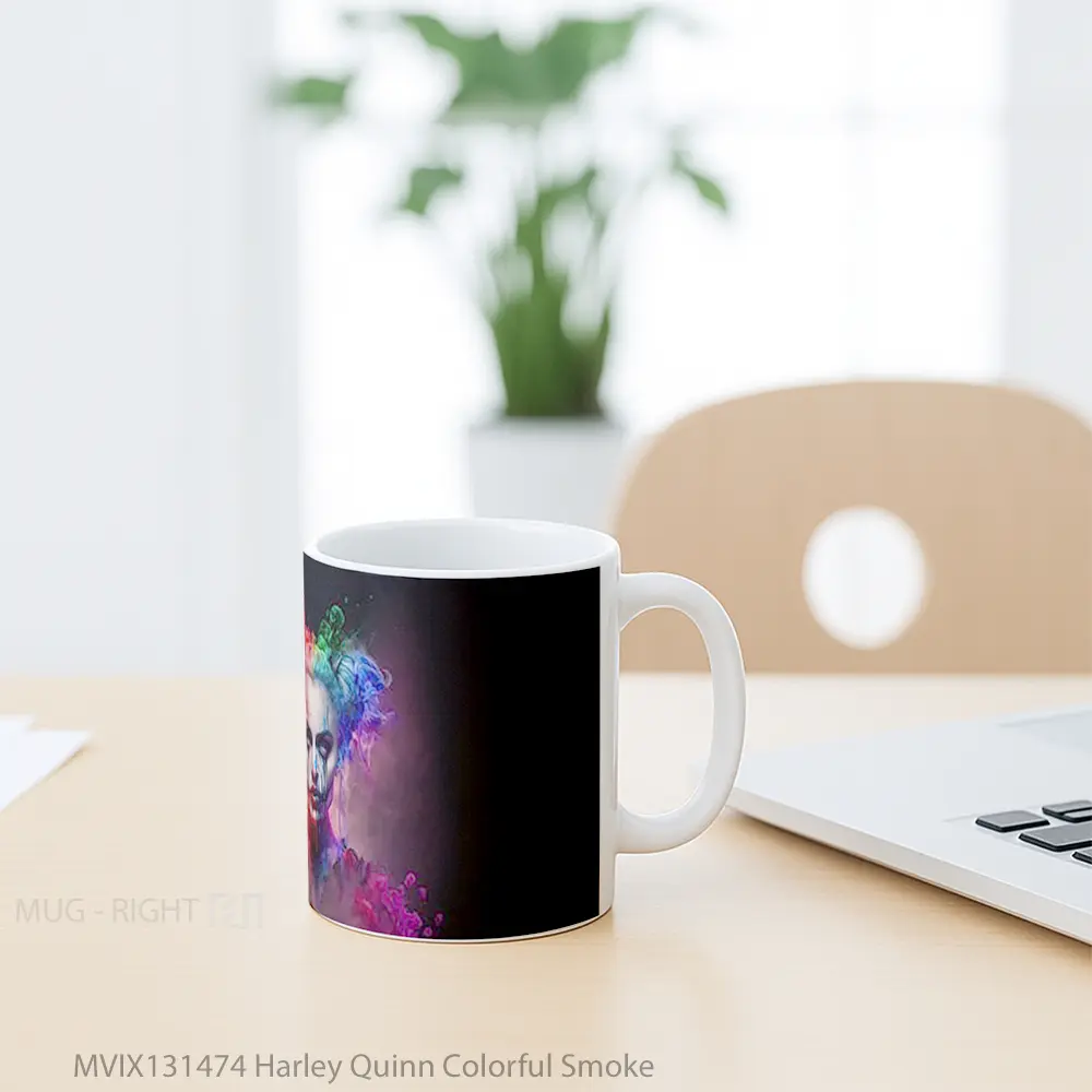 Mug Harley Quinn Colorful Smoke Gelas Keramik Unik - All-side / Desain