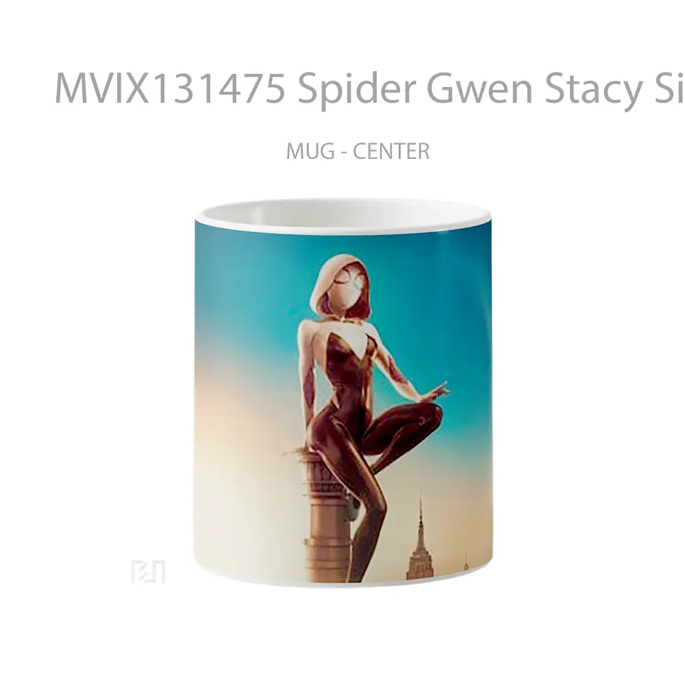 Mug Spider Gwen Stacy Sitting At The Top Of The City Gelas Superhero