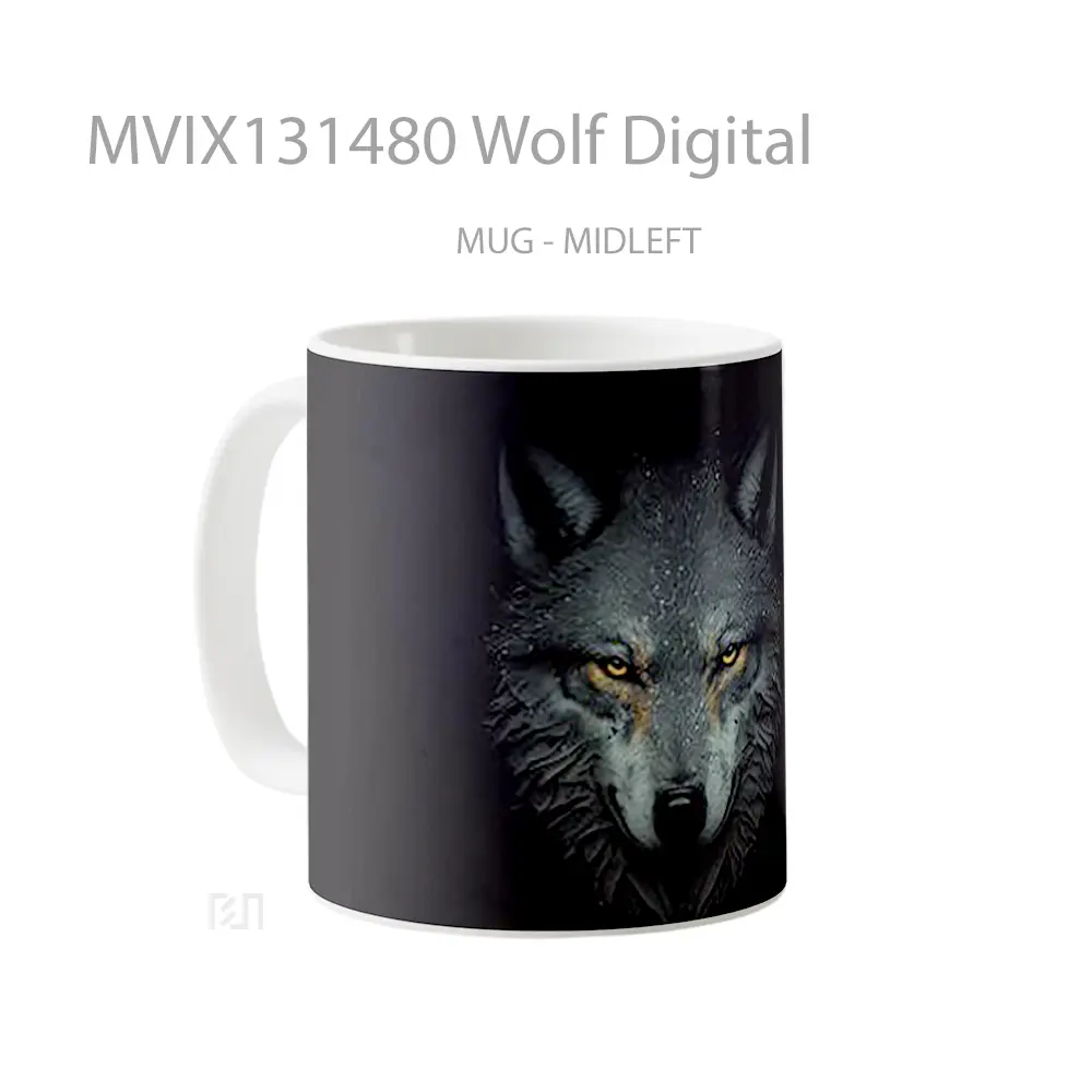 Mug Wolf Digital Gelas Hewan Lucu - All-side / Desain