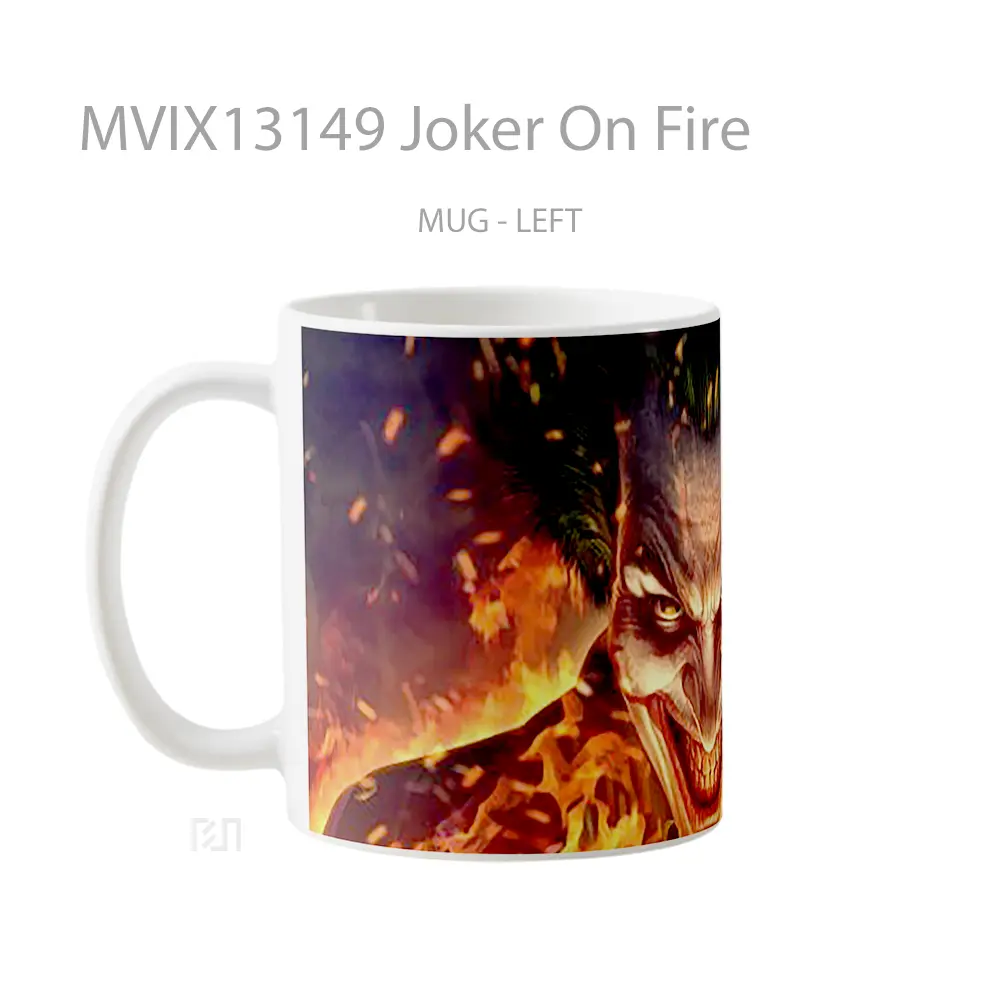 Mug Joker On Fire Gelas Superhero - All-side / Desain