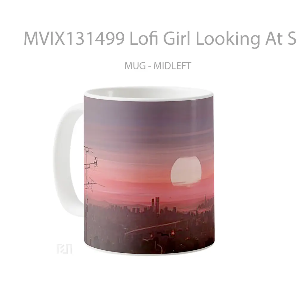 Mug Lofi Girl Looking At Sunset Gelas Pemandangan Alam - All-side / Desain