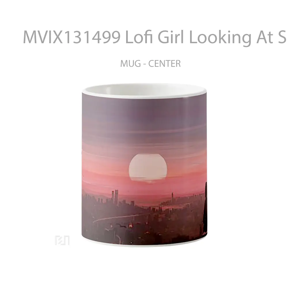 Mug Lofi Girl Looking At Sunset Gelas Pemandangan Alam