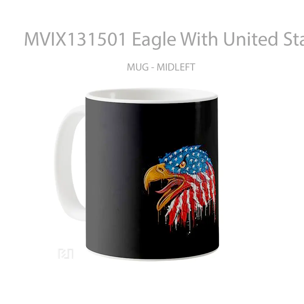 Mug Eagle With United States Flag Gelas Hewan Lucu - All-side / Desain