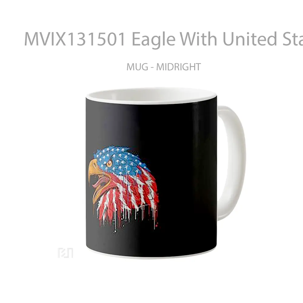 Mug Eagle With United States Flag Gelas Hewan Lucu - All-side / Desain