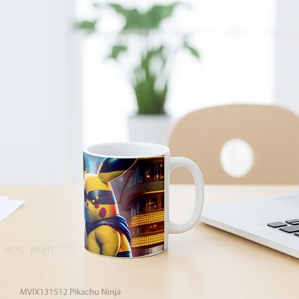 Mug Pikachu Ninja Gelas Keramik Unik - All-side / Desain