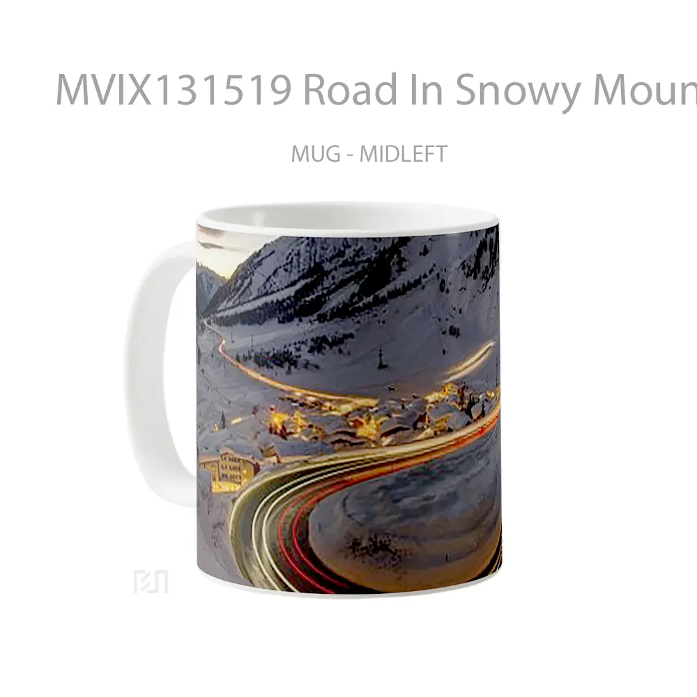 Mug Road In Snowy Mountain Gelas Pemandangan Alam - All-side / Desain