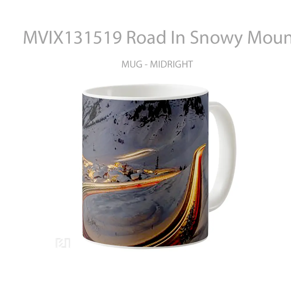 Mug Road In Snowy Mountain Gelas Pemandangan Alam - All-side / Desain