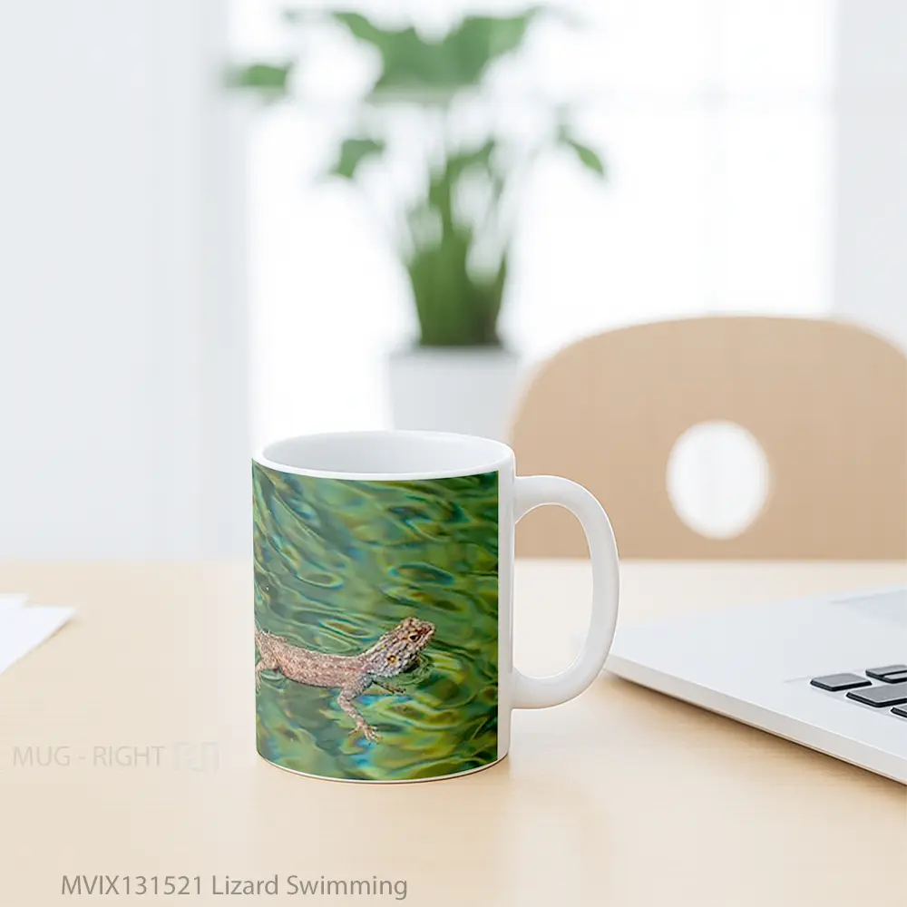 Mug Lizard Swimming Gelas Keramik Unik - All-side / Desain