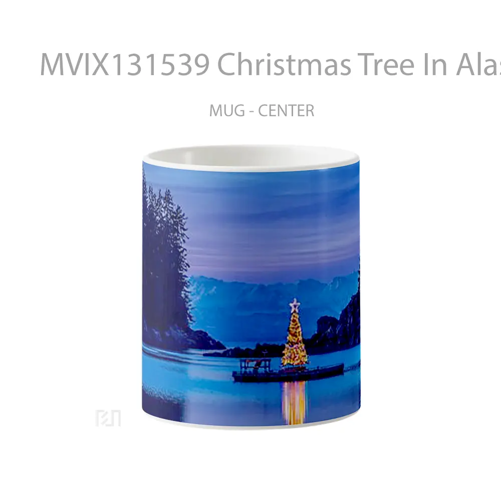 Mug Keramik Premium SNI - Mug Christmas Tree In Alaska Gelas Pemandangan Alam