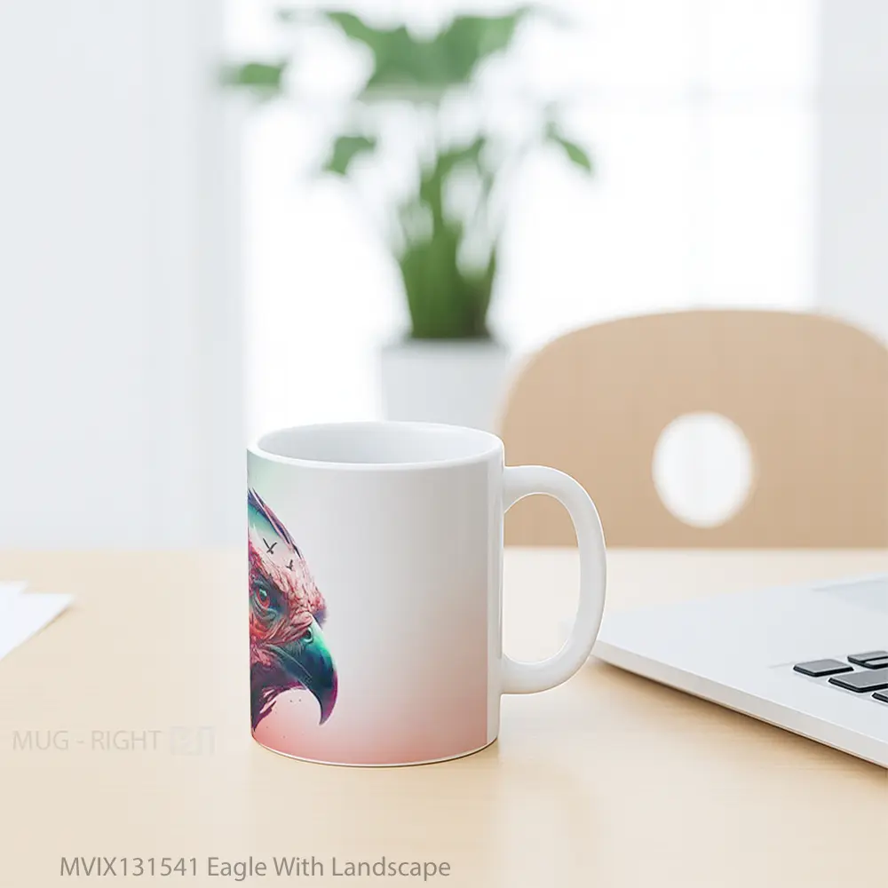 Mug Eagle With Landscape Gelas Hewan Lucu - All-side / Desain