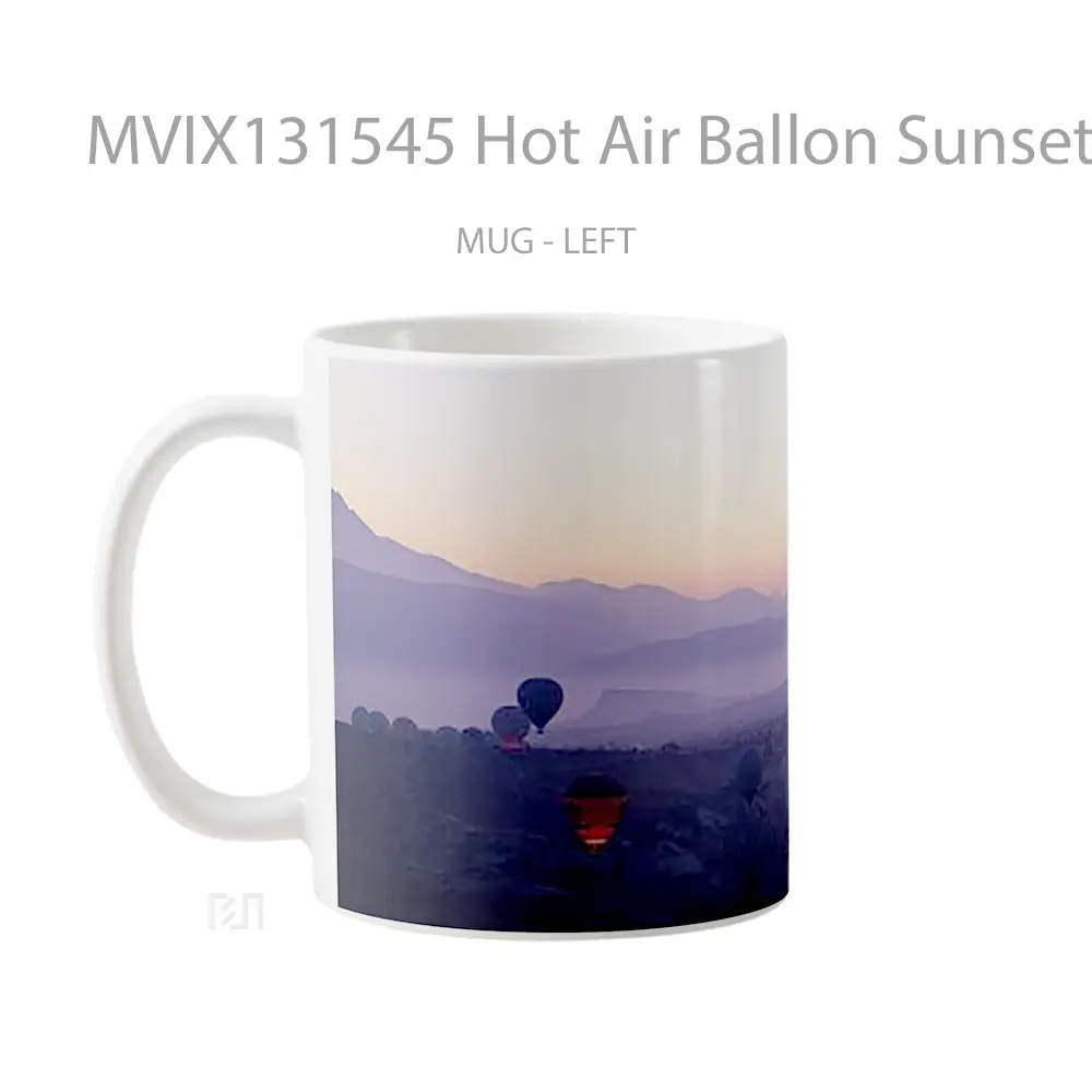 Mug Hot Air Ballon Sunset Gelas Pemandangan Alam - All-side / Desain