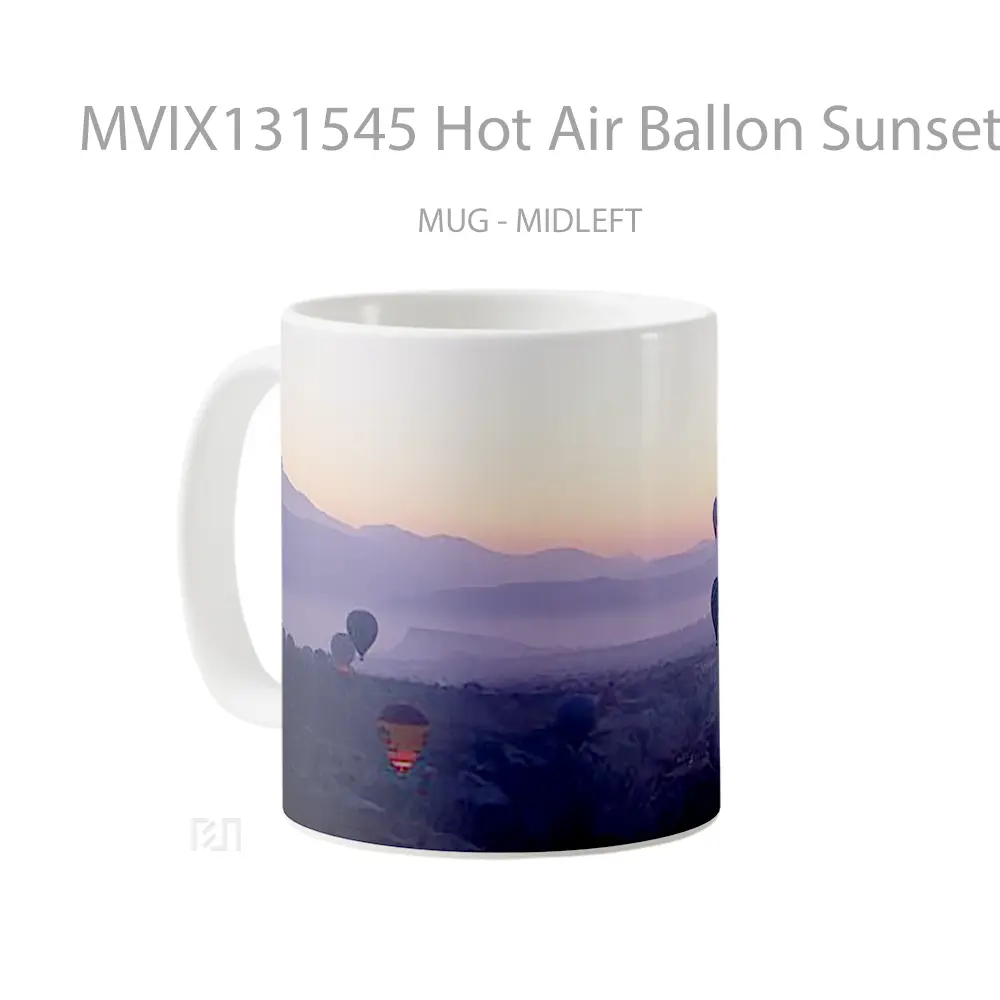Mug Hot Air Ballon Sunset Gelas Pemandangan Alam - All-side / Desain