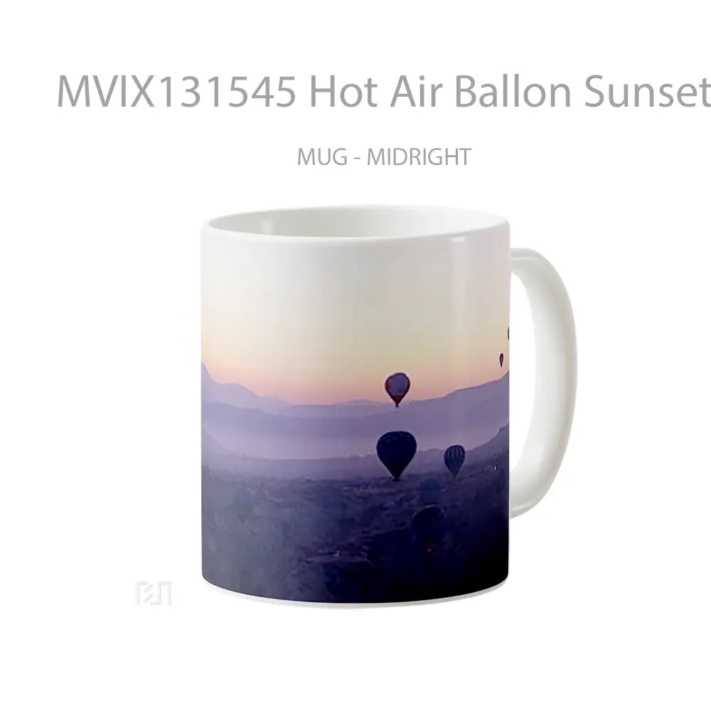 Mug Hot Air Ballon Sunset Gelas Pemandangan Alam - All-side / Desain