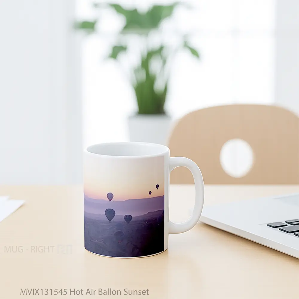 Mug Hot Air Ballon Sunset Gelas Pemandangan Alam - All-side / Desain