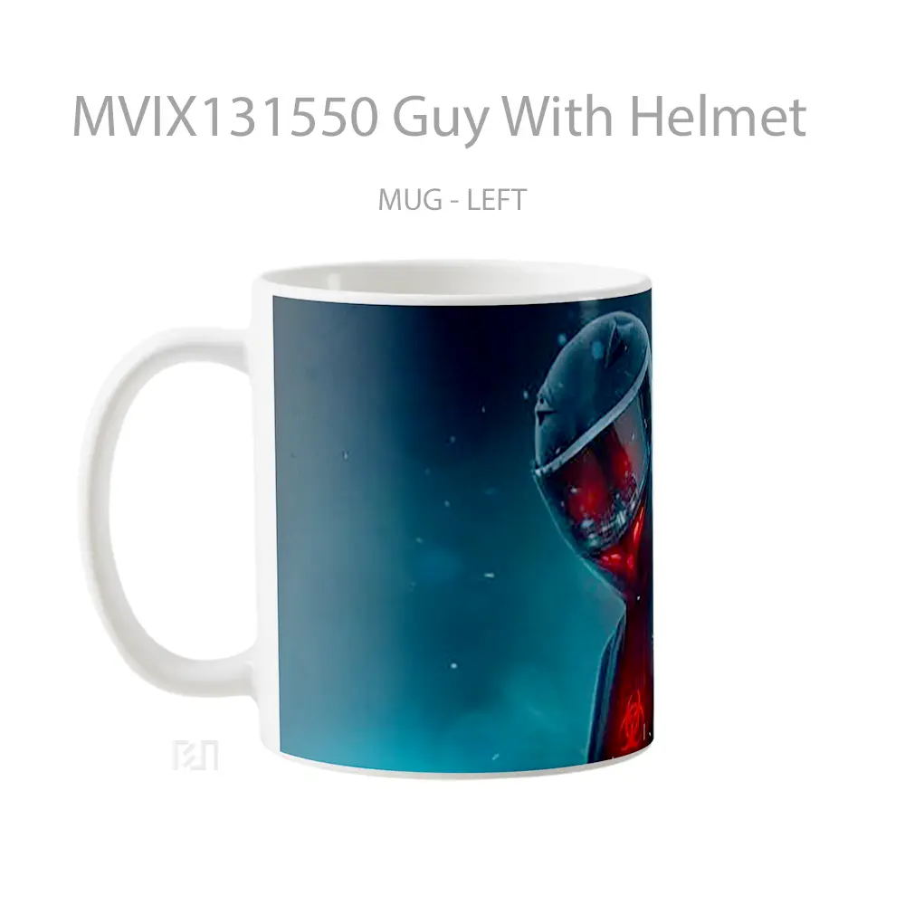 Mug Guy With Helmet Gelas Keramik Unik - All-side / Desain