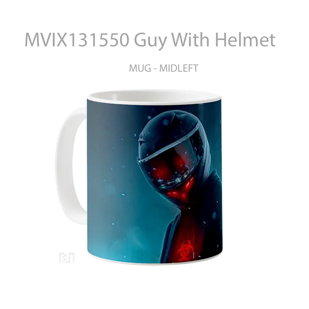 Mug Guy With Helmet Gelas Keramik Unik - All-side / Desain