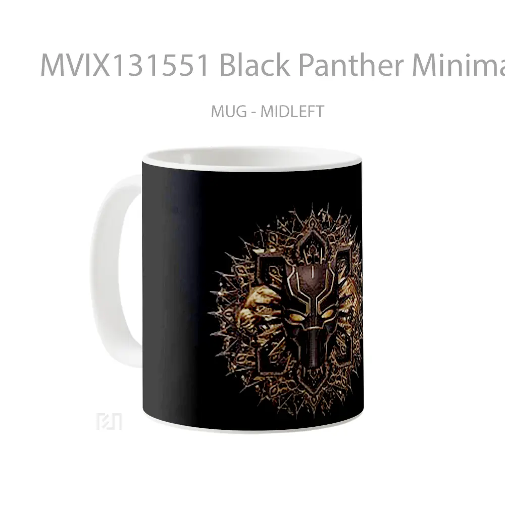 Mug Black Panther Minimalist Gelas Superhero - All-side / Desain