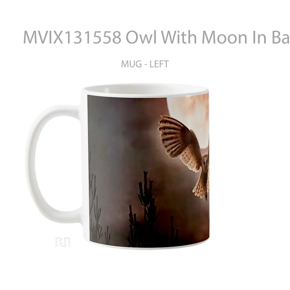Mug Owl With Moon In Background Gelas Hewan Lucu - All-side / Desain
