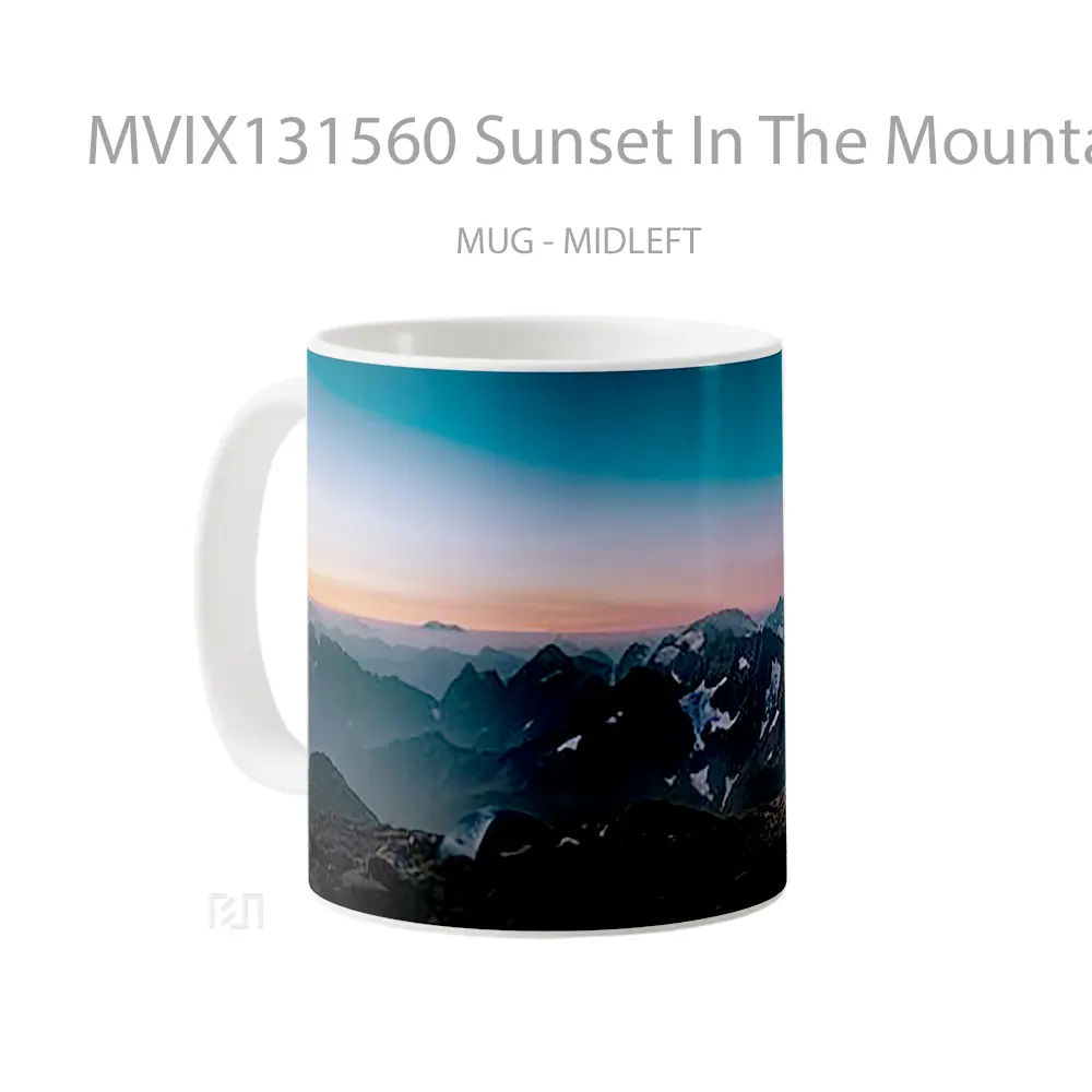 Mug Sunset In The Mountains V1 Gelas Pemandangan Alam - All-side / Desain