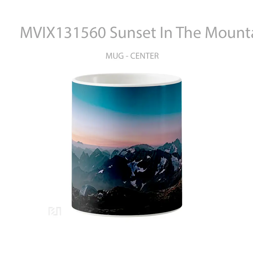 Mug Sunset In The Mountains V1 Gelas Pemandangan Alam