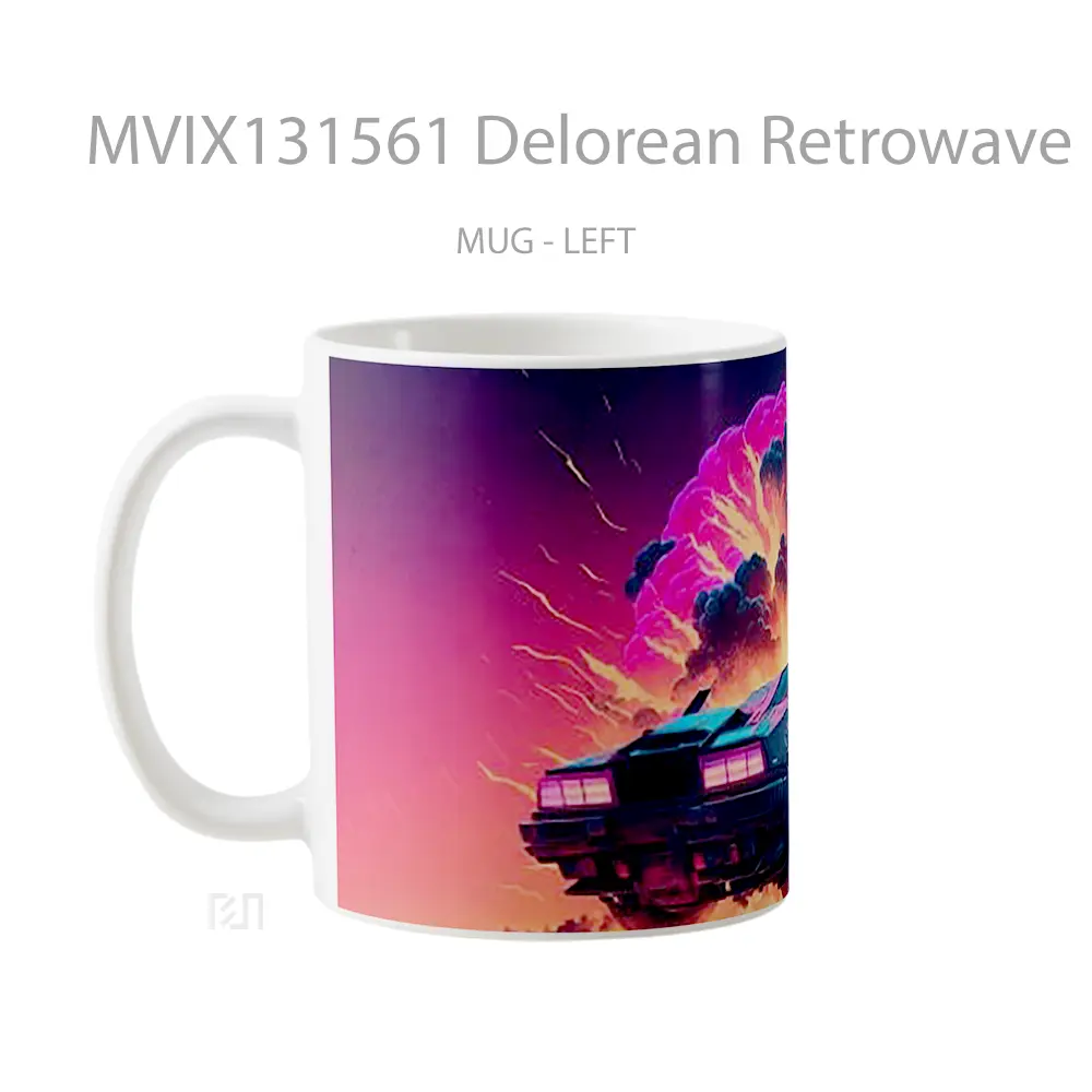Mug Delorean Retrowave Gelas Keramik Unik - All-side / Desain