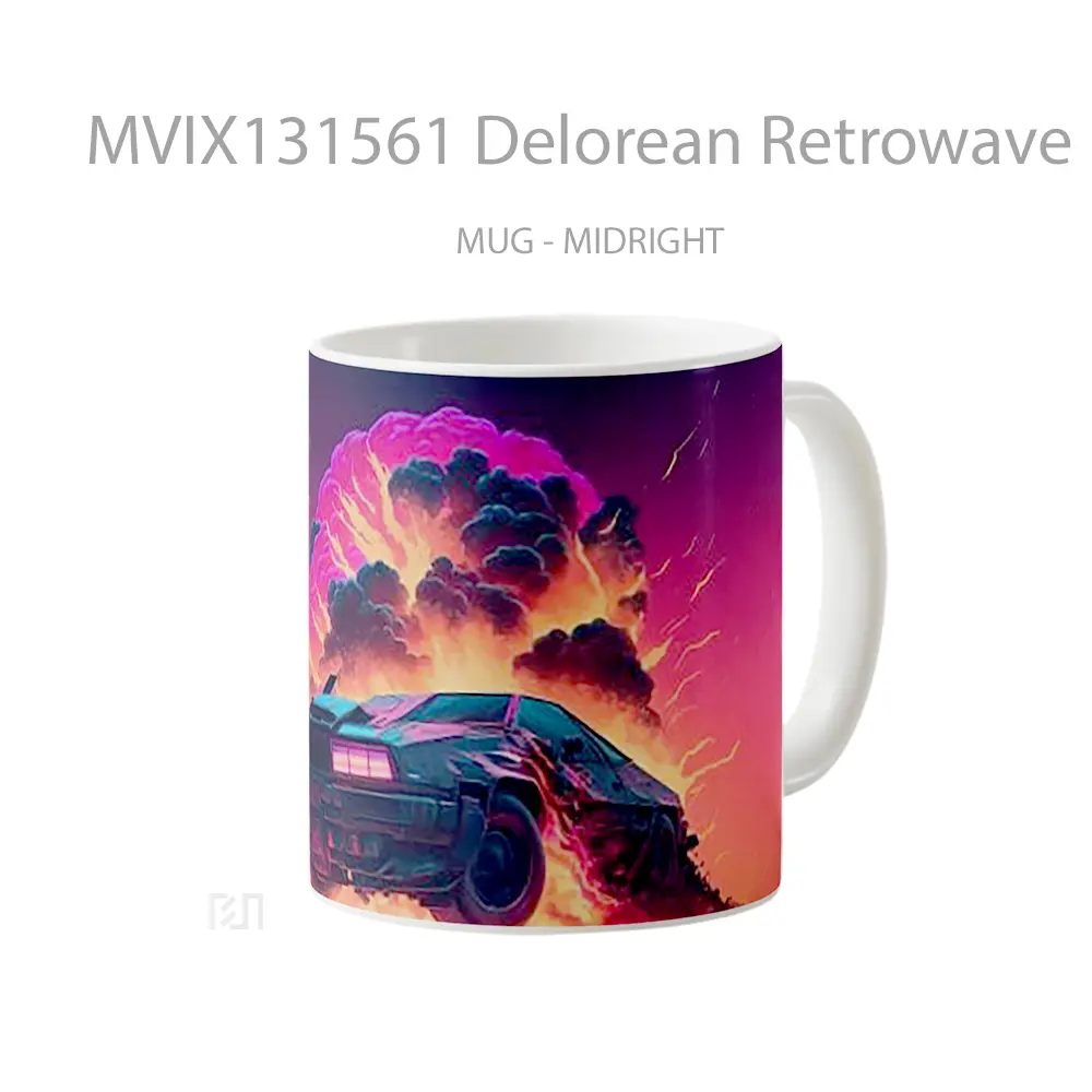Mug Delorean Retrowave Gelas Keramik Unik - All-side / Desain