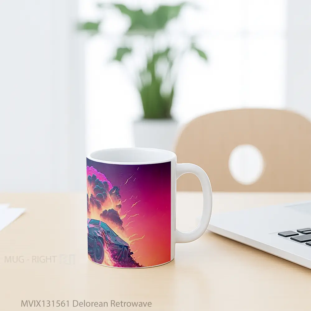 Mug Delorean Retrowave Gelas Keramik Unik - All-side / Desain