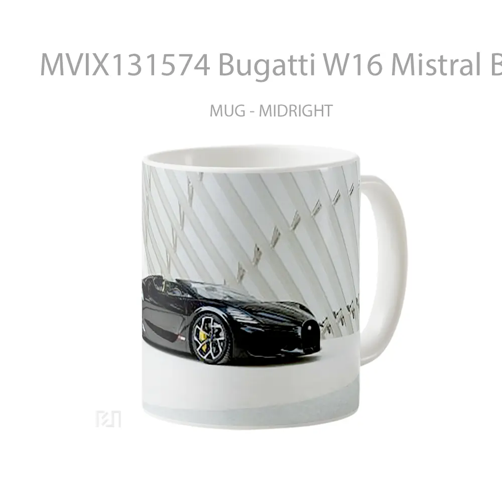 Mug Bugatti W16 Mistral Black Cangkir Mobil - All-side / Desain