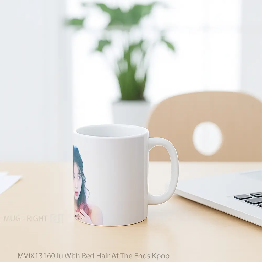 Mug Iu With Red Hair At The Ends Kpop Gelas Keramik Unik - All-side / Desain