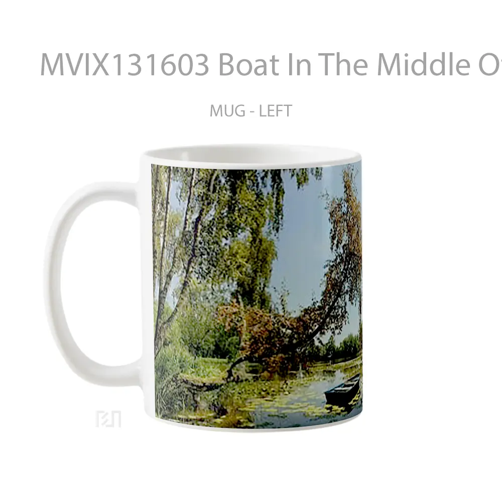 Mug Boat In The Middle Of Lake Gelas Pemandangan Alam - All-side / Desain