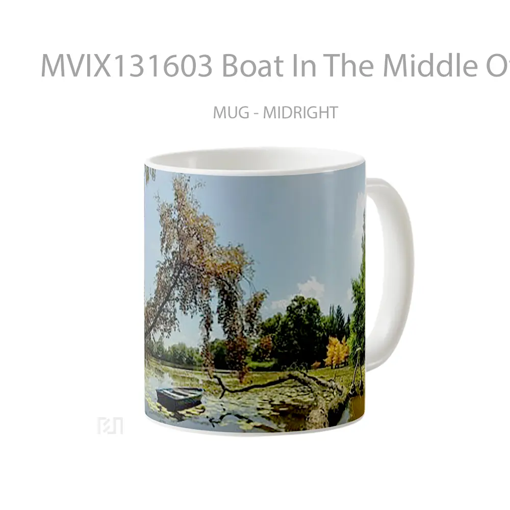 Mug Boat In The Middle Of Lake Gelas Pemandangan Alam - All-side / Desain