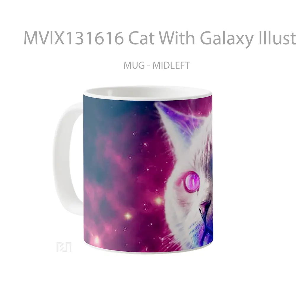 Mug Cat With Galaxy Illustration Gelas Hewan Lucu - All-side / Desain