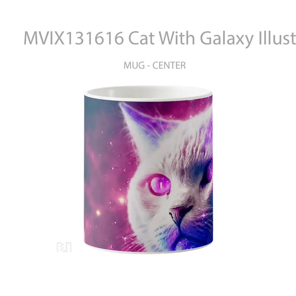 Mug Cat With Galaxy Illustration Gelas Hewan Lucu