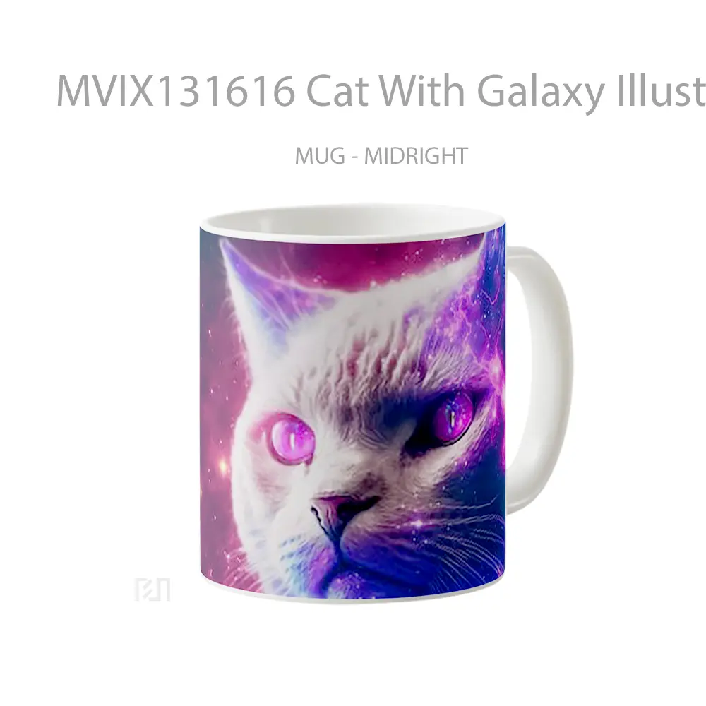 Mug Cat With Galaxy Illustration Gelas Hewan Lucu - All-side / Desain