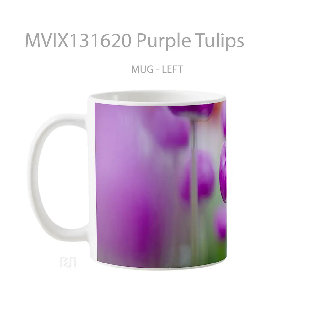 Mug Purple Tulips Gelas Keramik Unik - All-side / Desain