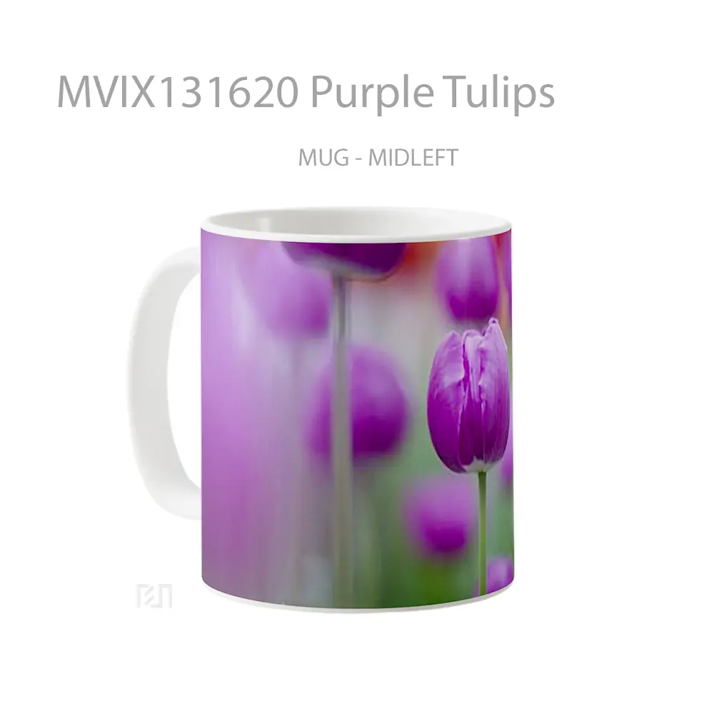 Mug Purple Tulips Gelas Keramik Unik - All-side / Desain