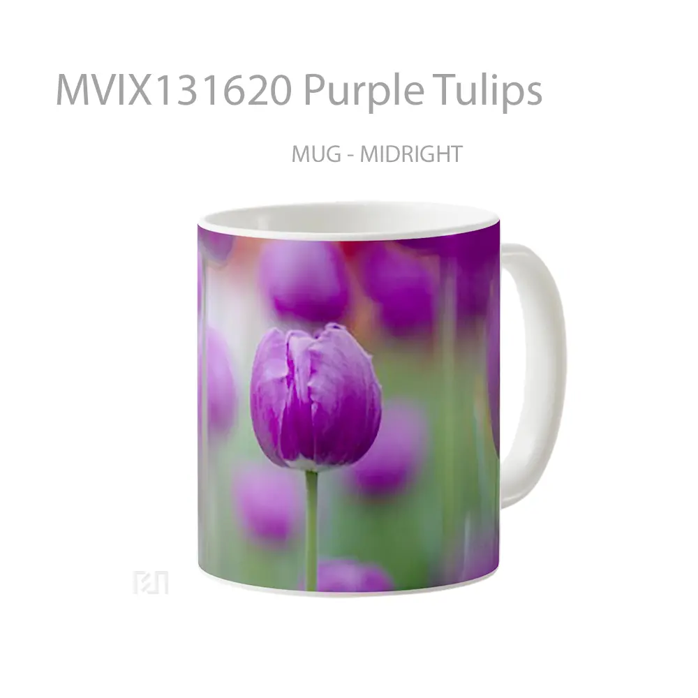 Mug Purple Tulips Gelas Keramik Unik - All-side / Desain