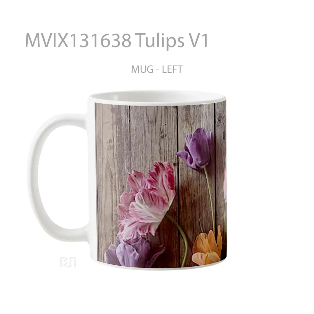 Mug Tulips V1 Gelas Keramik Unik - All-side / Desain