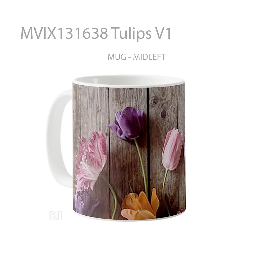 Mug Tulips V1 Gelas Keramik Unik - All-side / Desain