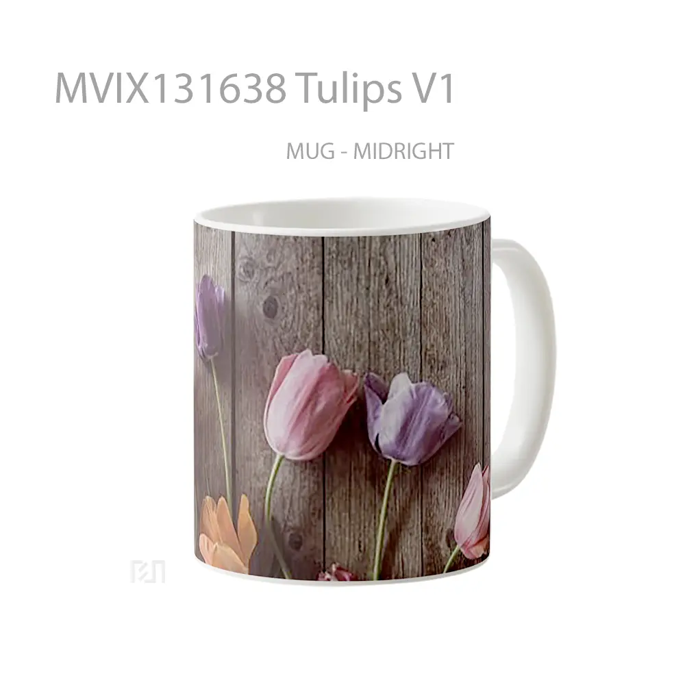 Mug Tulips V1 Gelas Keramik Unik - All-side / Desain