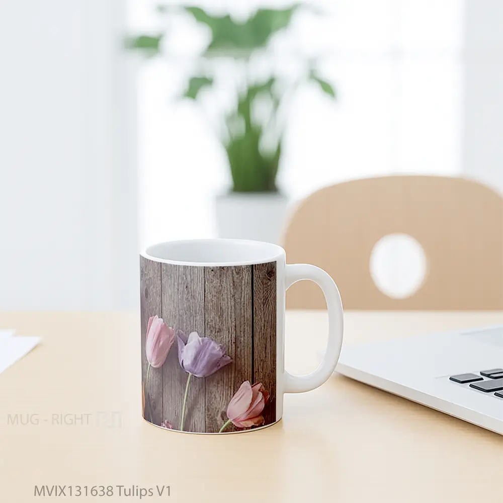 Mug Tulips V1 Gelas Keramik Unik - All-side / Desain
