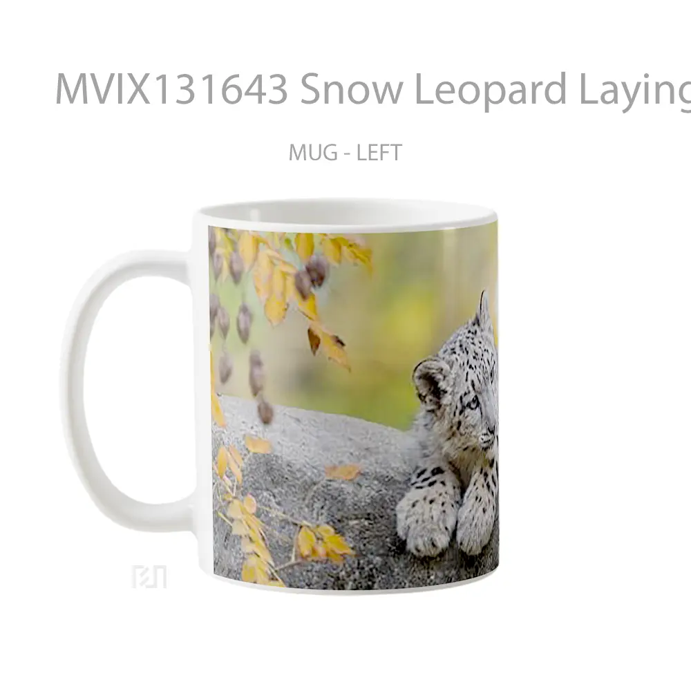 Mug Snow Leopard Laying Down Gelas Pemandangan Alam - All-side / Desain