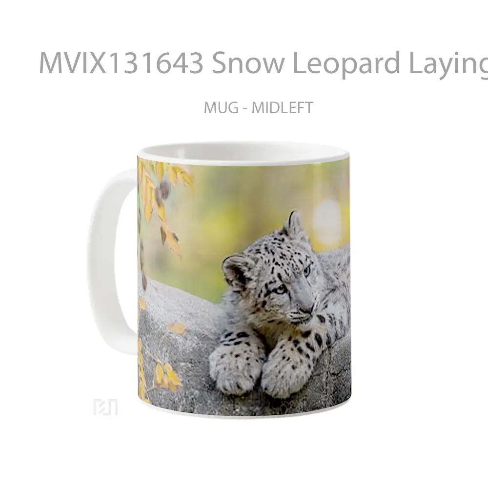 Mug Snow Leopard Laying Down Gelas Pemandangan Alam - All-side / Desain