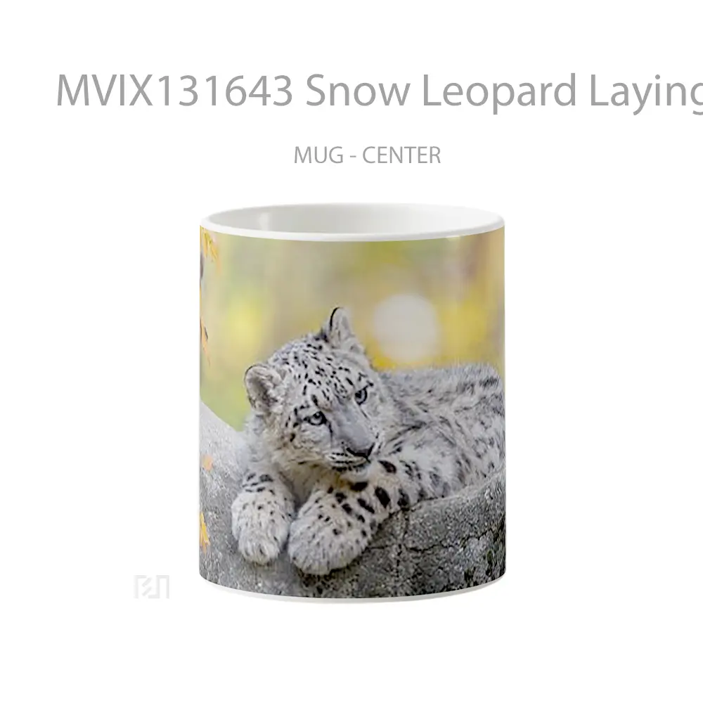 Mug Snow Leopard Laying Down Gelas Pemandangan Alam