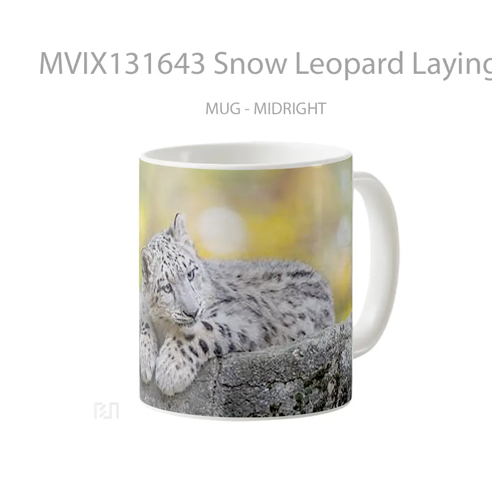 Mug Snow Leopard Laying Down Gelas Pemandangan Alam - All-side / Desain