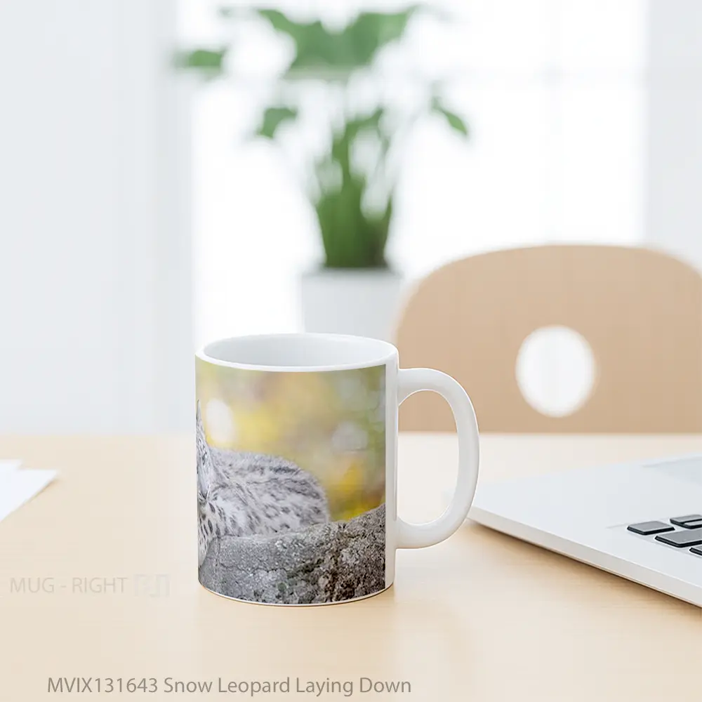 Mug Snow Leopard Laying Down Gelas Pemandangan Alam - All-side / Desain