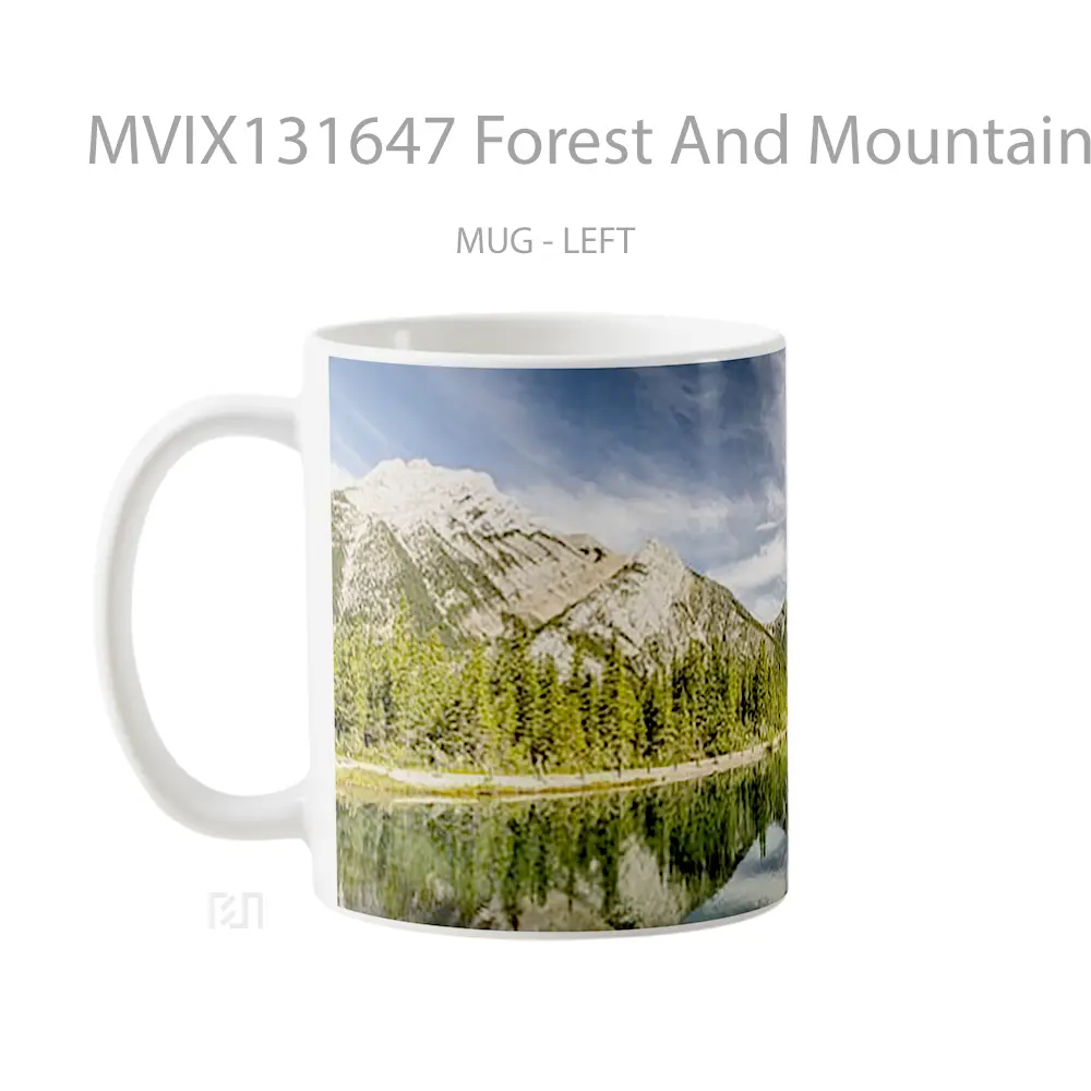 Mug Forest And Mountain Reflected In Lake Gelas Pemandangan Alam - All-side / Desain
