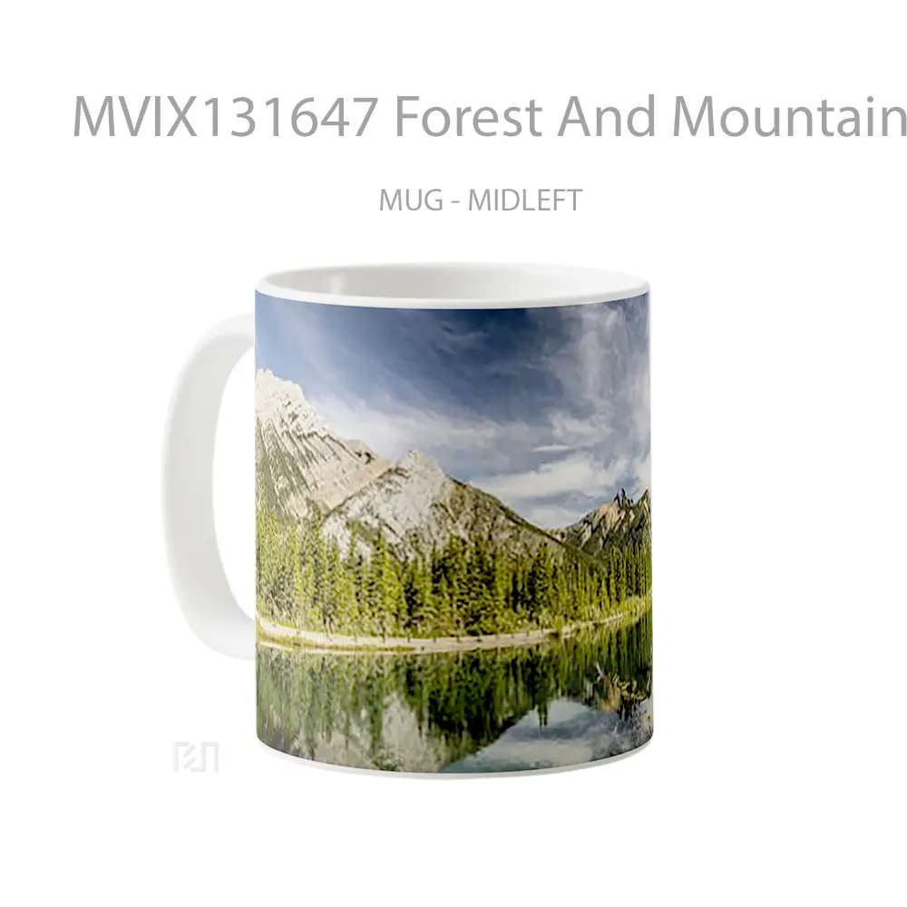 Mug Forest And Mountain Reflected In Lake Gelas Pemandangan Alam - All-side / Desain