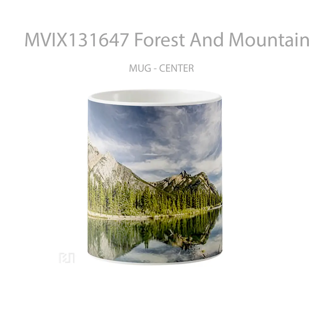 Mug Forest And Mountain Reflected In Lake Gelas Pemandangan Alam