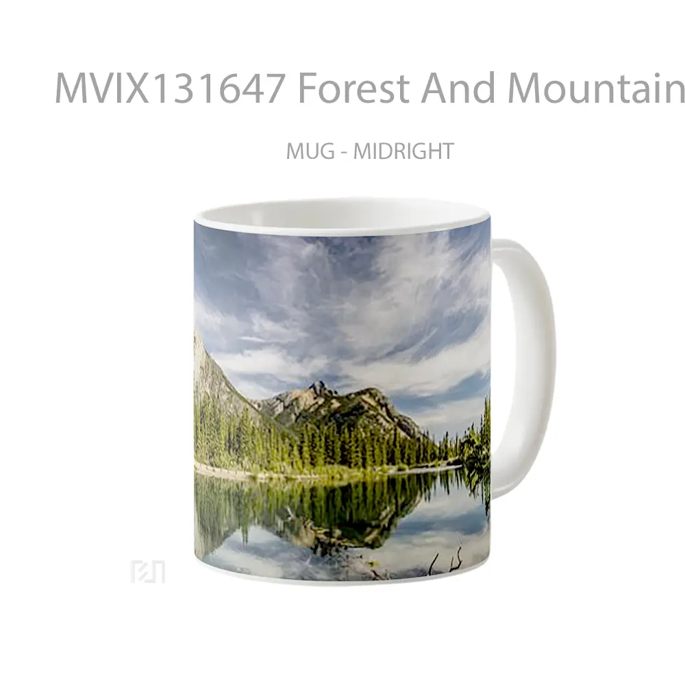 Mug Forest And Mountain Reflected In Lake Gelas Pemandangan Alam - All-side / Desain